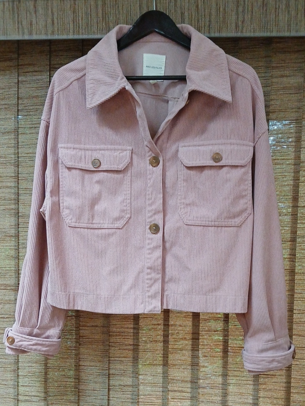 Avec Les Filles Dusty Pink Cropped Corduroy Jacket